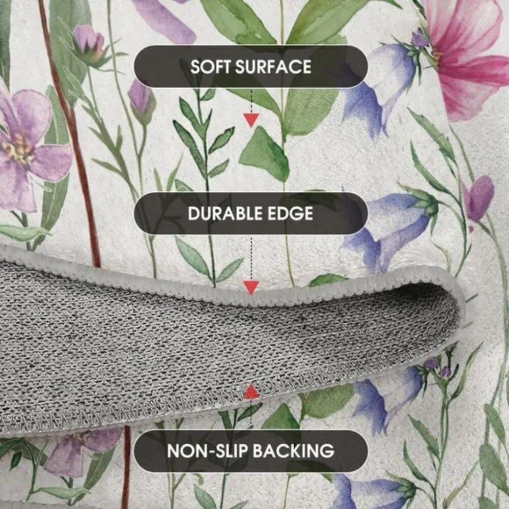 New 5x7 Spring Area Rug, Low-Profile Floral Butterfly Carpet for Entry & Bedroom